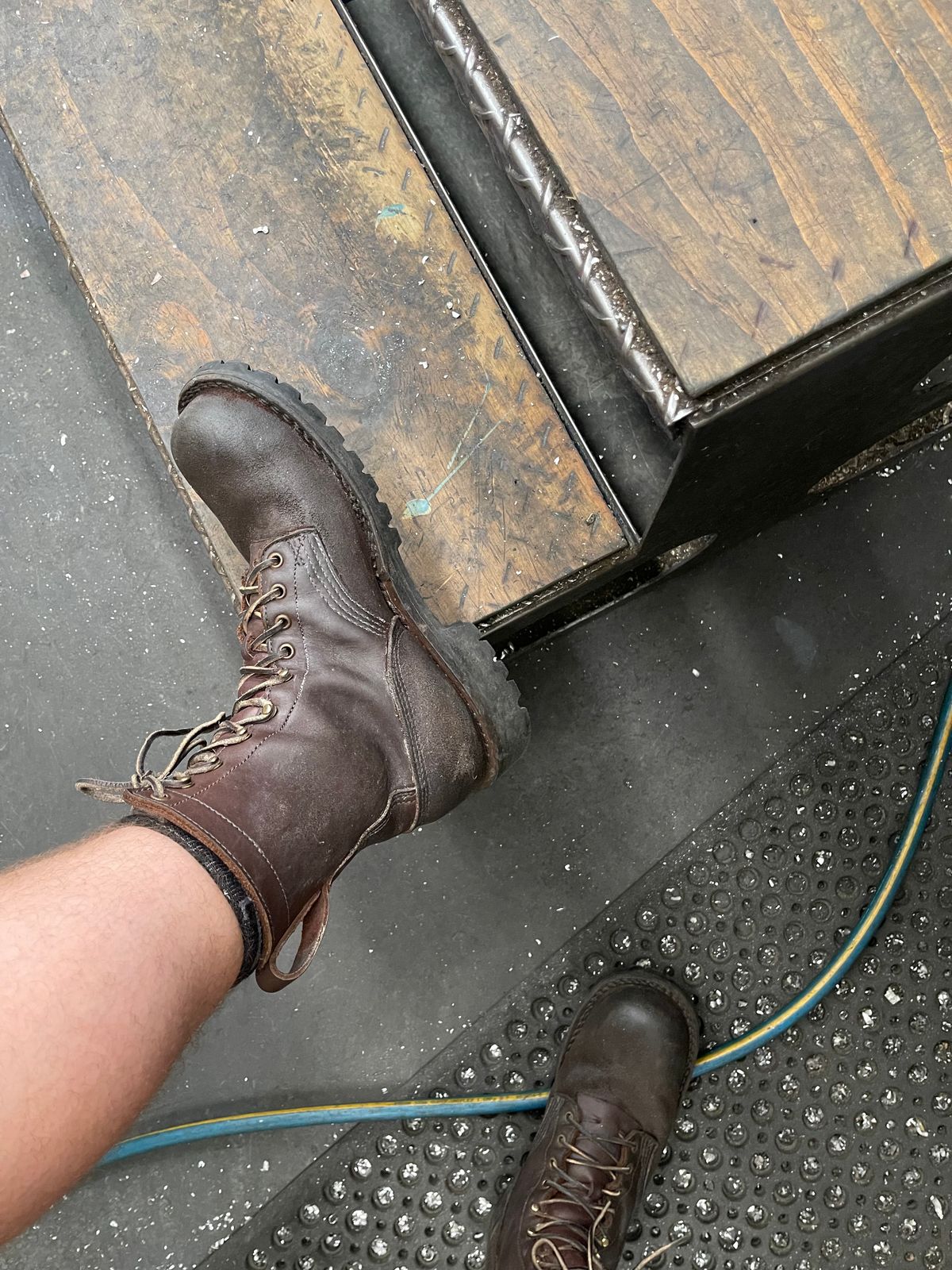 Photo by aussiebootboy on January 20, 2025 of the JK Boots O.T. in Seidel Chocolate Oil Tan Roughout.