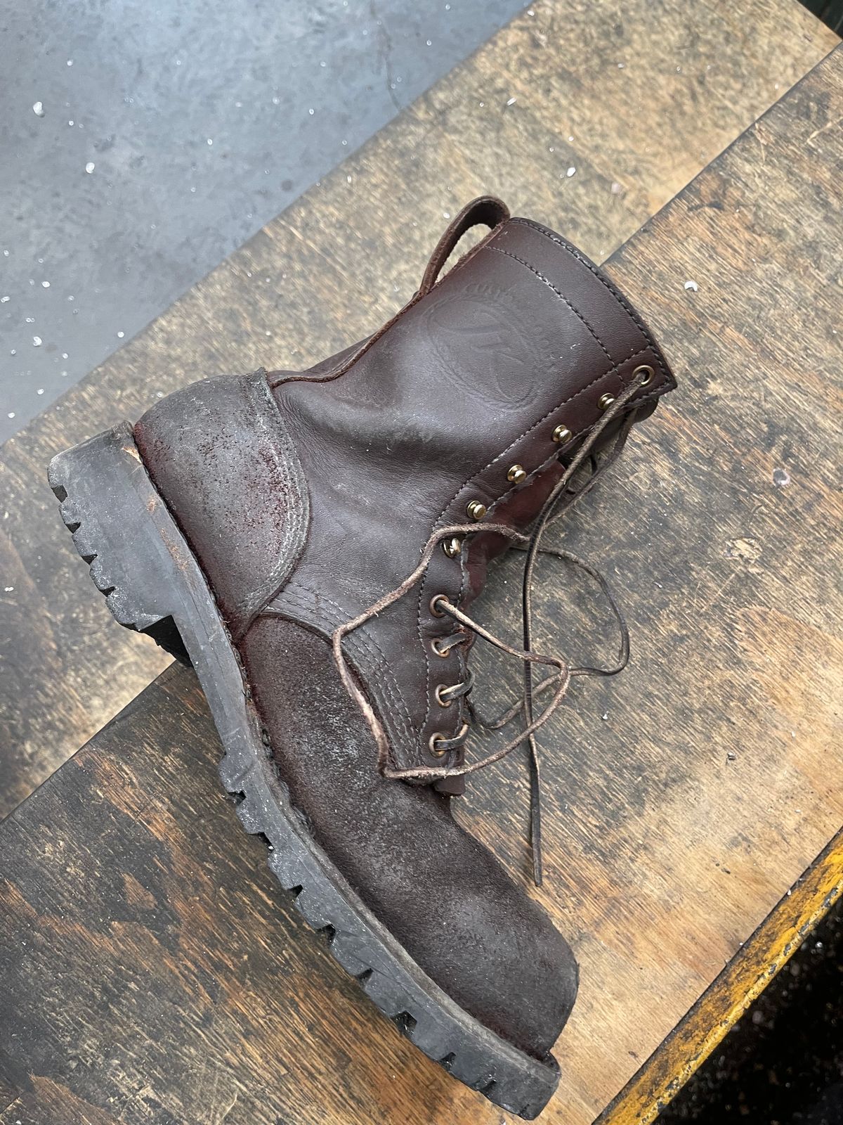 Photo by aussiebootboy on February 4, 2025 of the JK Boots O.T. in Seidel Chocolate Oil Tan Roughout.