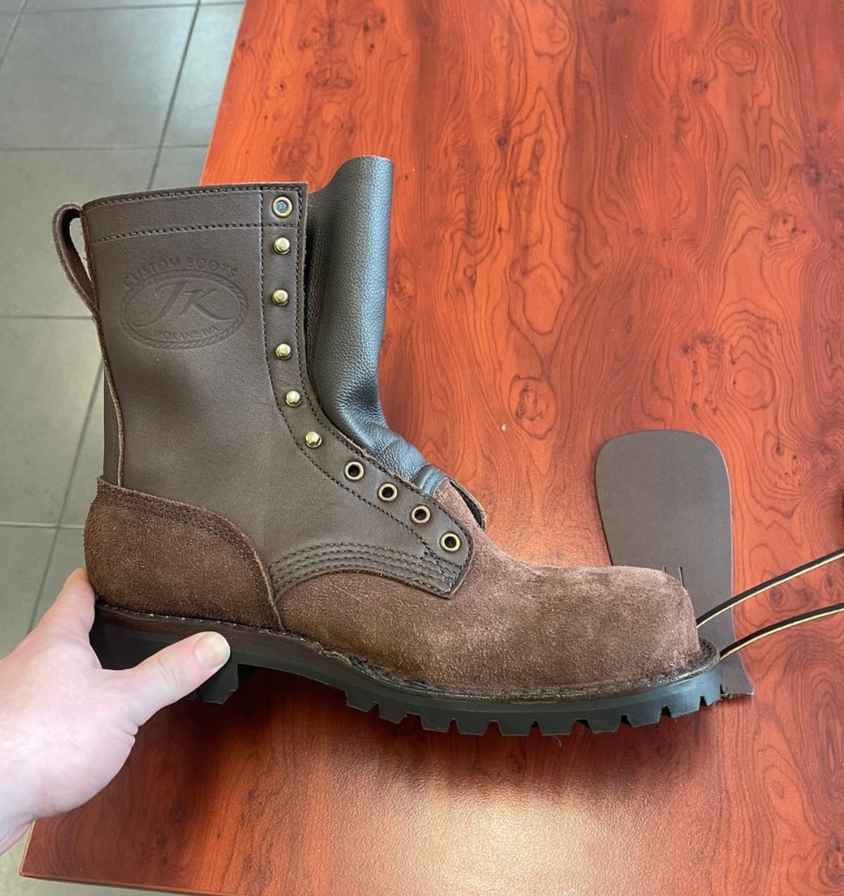 Photo by aussiebootboy on September 5, 2025 of the JK Boots O.T. in Seidel Chocolate Oil Tan Roughout.