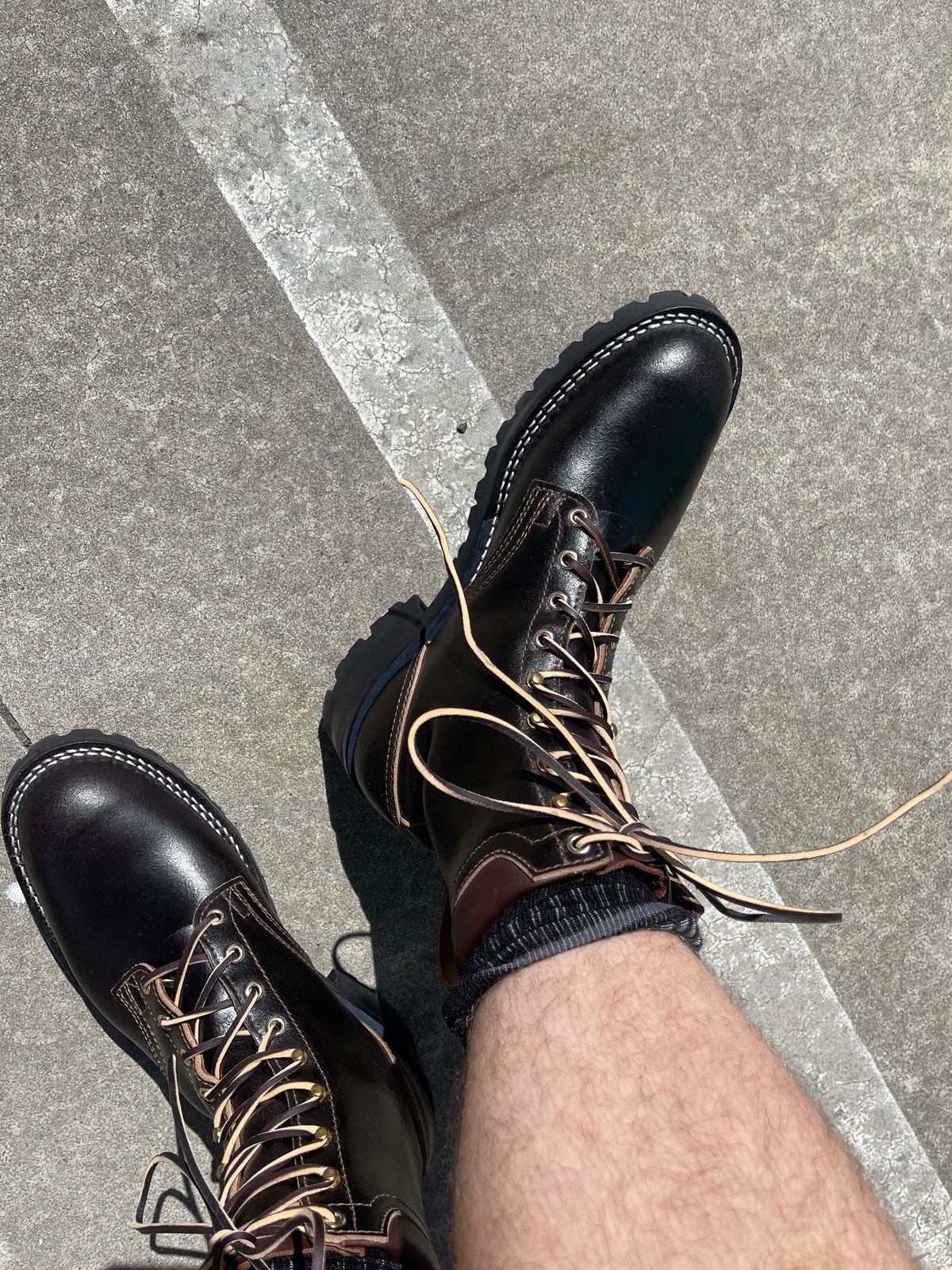 Photo by aussiebootboy on February 11, 2025 of the Nicks X Parkhurst V3 in Horween Brown Waxed Flesh.