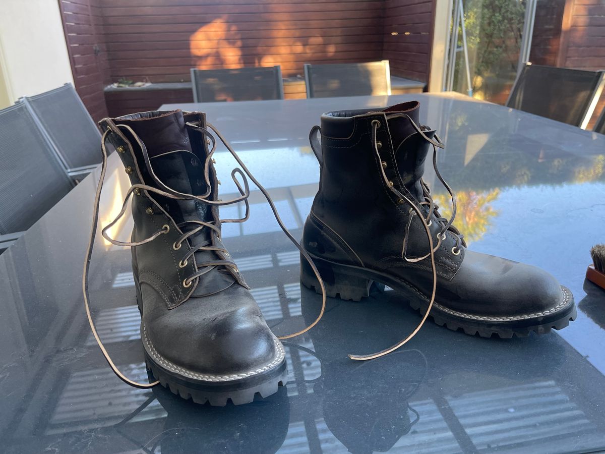 Photo by aussiebootboy on February 11, 2025 of the Nicks X Parkhurst V3 in Horween Brown Waxed Flesh.