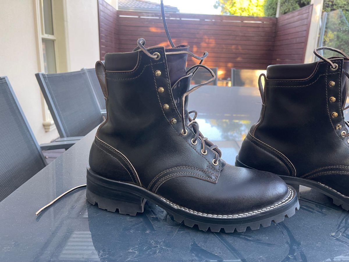 Photo by aussiebootboy on February 11, 2025 of the Nicks X Parkhurst V3 in Horween Brown Waxed Flesh.