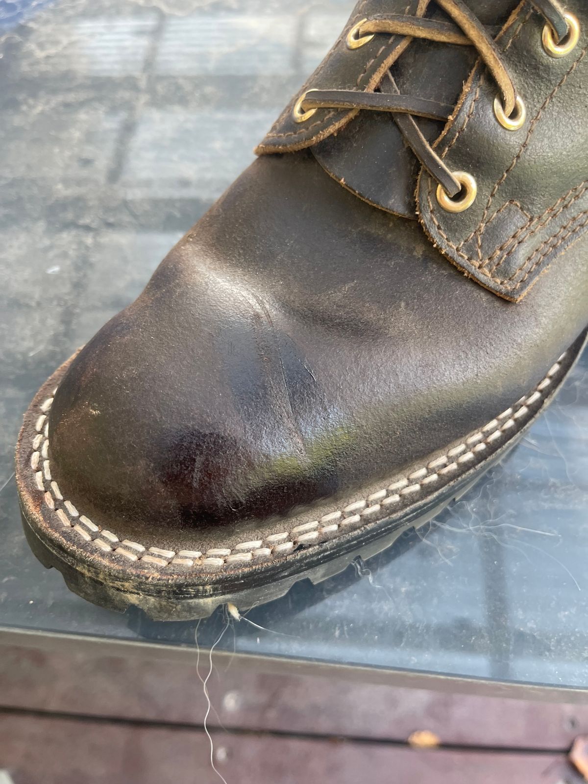 Photo by aussiebootboy on March 22, 2025 of the Nicks X Parkhurst V3 in Horween Brown Waxed Flesh.