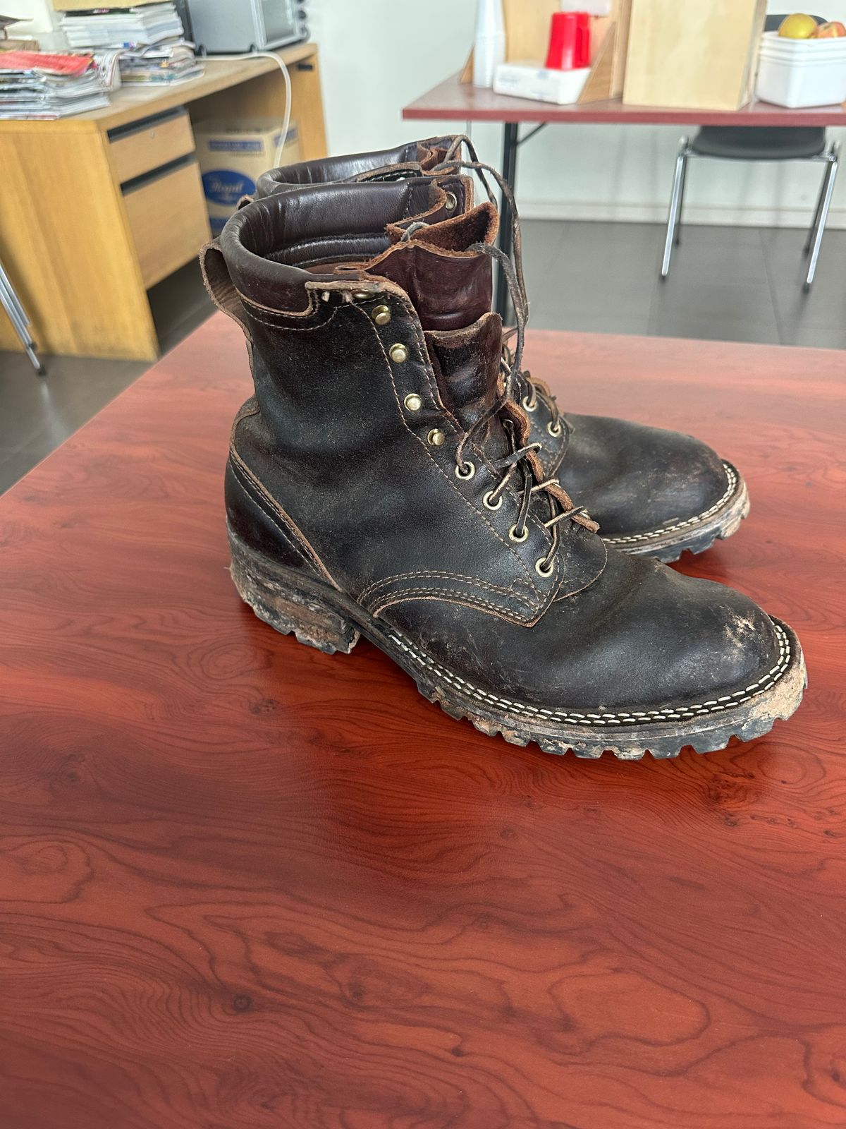 Photo by aussiebootboy on October 27, 2025 of the Nicks X Parkhurst V3 in Horween Brown Waxed Flesh.