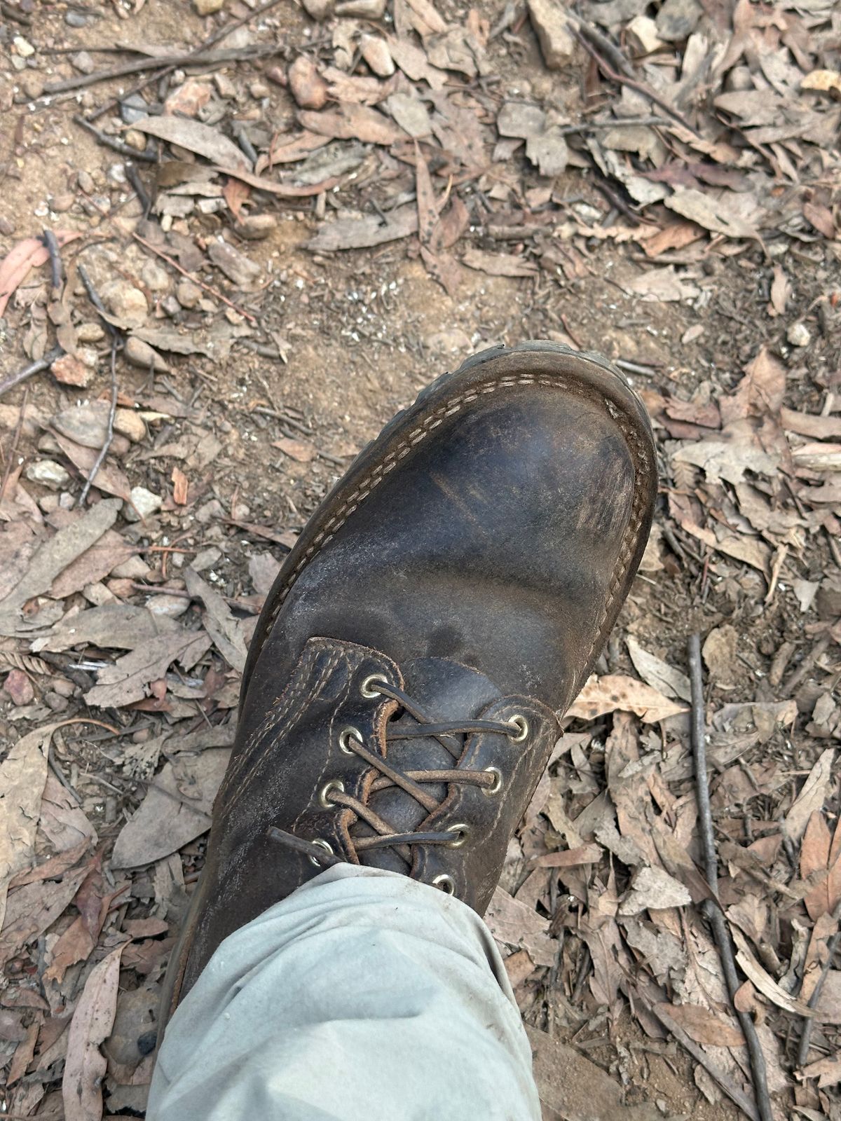 Photo by aussiebootboy on April 3, 2026 of the Nicks X Parkhurst V3 in Horween Brown Waxed Flesh.