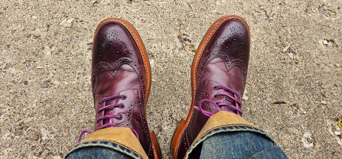 Photo by DPG on May 1, 2026 of the Blkbrd Shoemaker Montero Wingtip Derby Boot in Badalassi Carlo Prugna Pueblo.