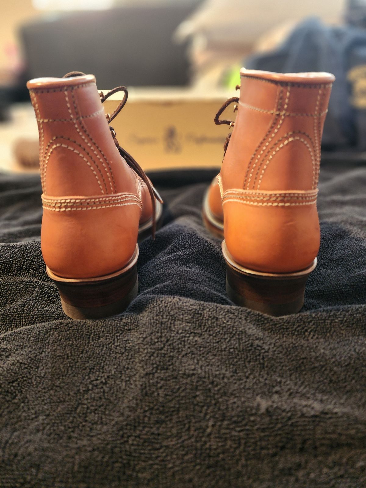 Photo by jr_gonz on October 3, 2025 of the John Lofgren Donkey Puncher Boots in Badalassi Carlo Leather cognac.