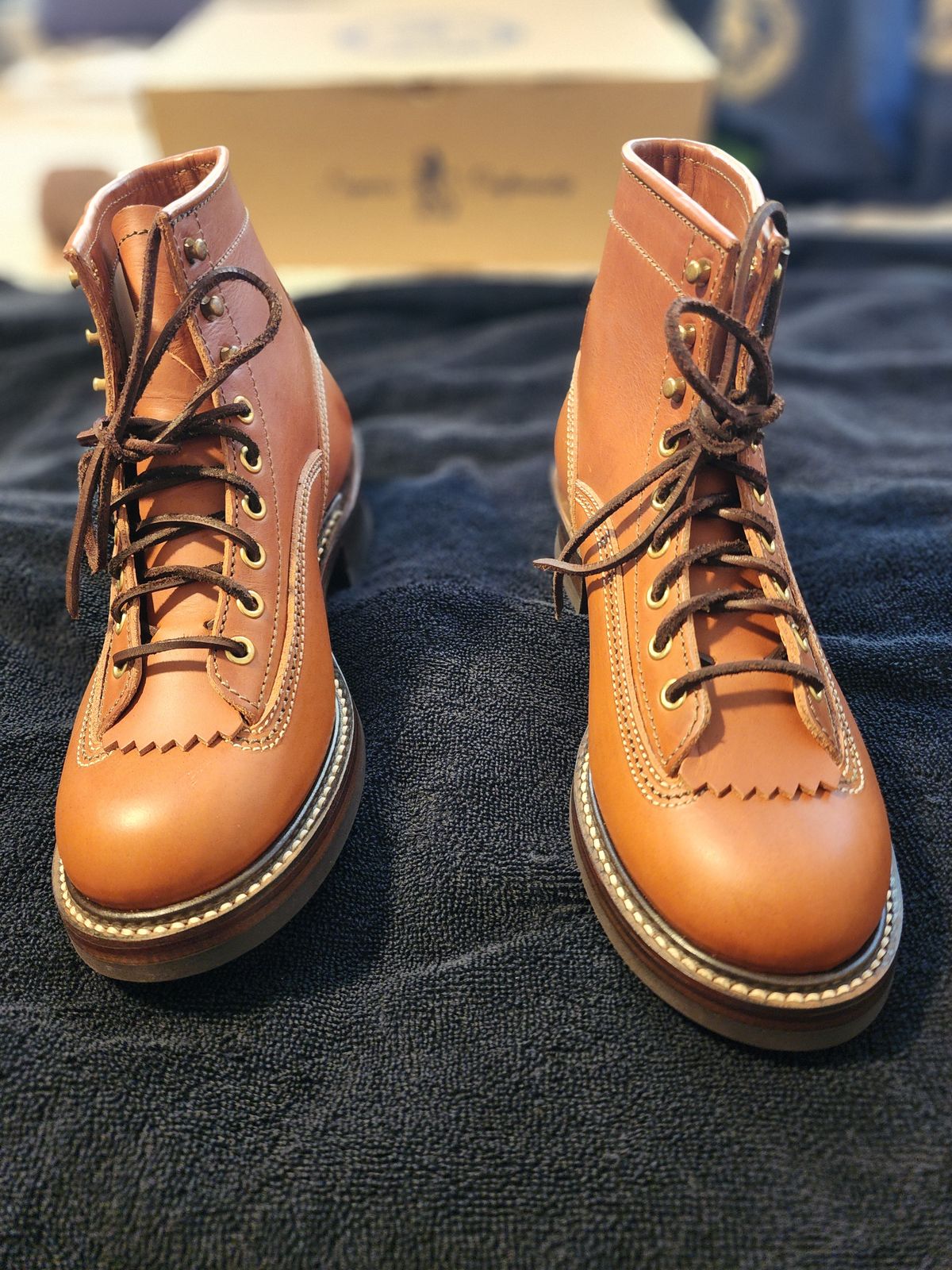 Photo by jr_gonz on October 3, 2025 of the John Lofgren Donkey Puncher Boots in Badalassi Carlo Leather cognac.