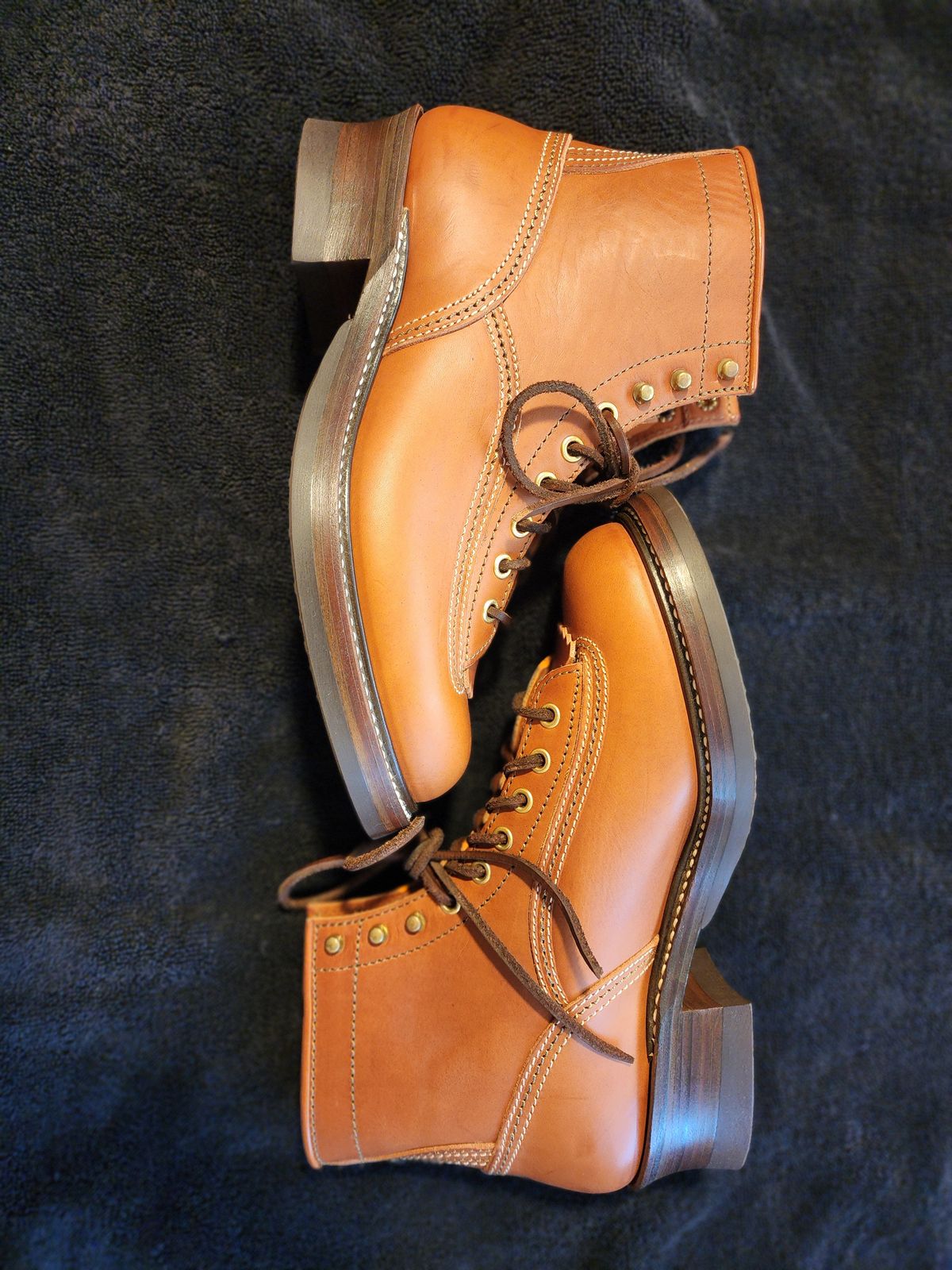 Photo by jr_gonz on October 3, 2025 of the John Lofgren Donkey Puncher Boots in Badalassi Carlo Leather cognac.