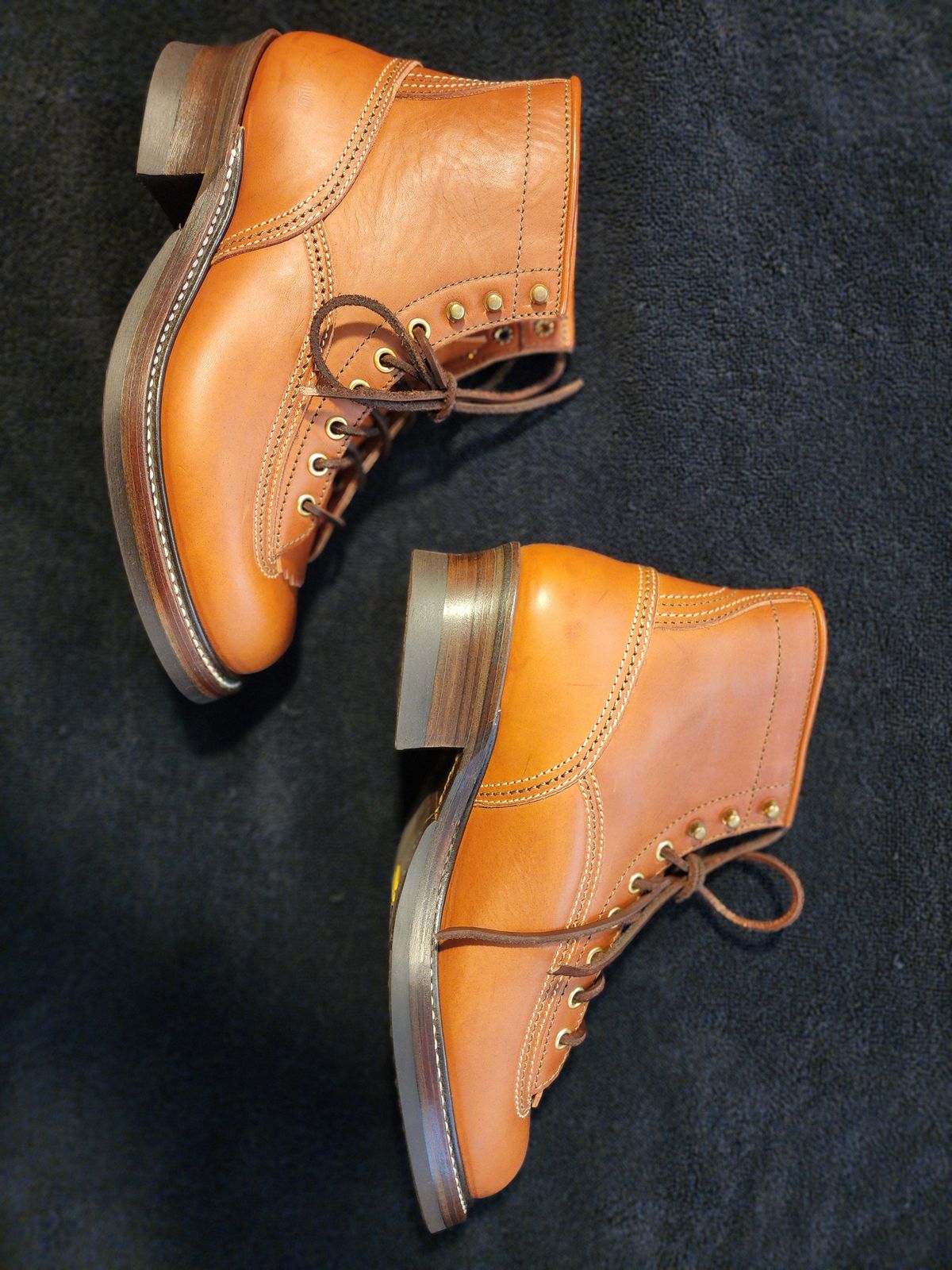 Photo by jr_gonz on October 3, 2025 of the John Lofgren Donkey Puncher Boots in Badalassi Carlo Leather cognac.