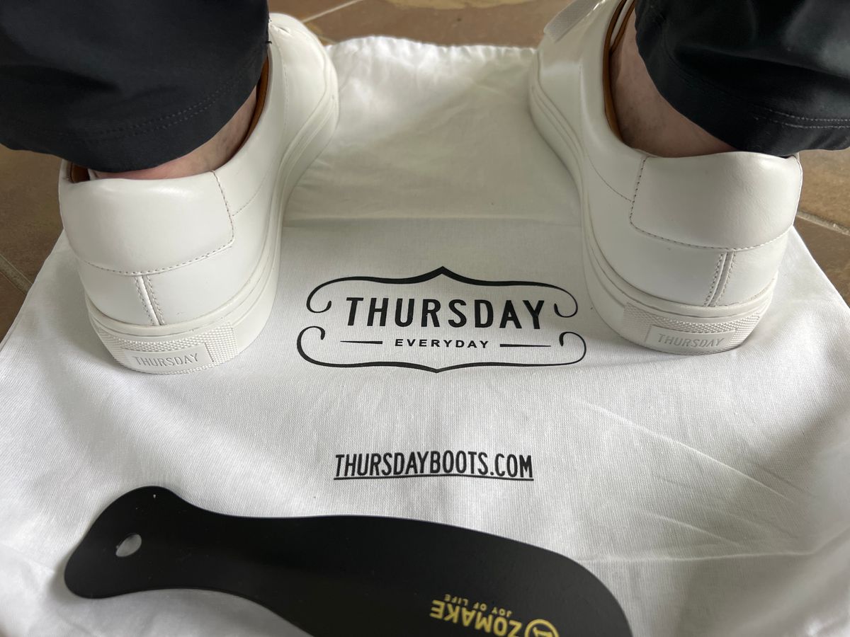 Photo by PatinaEnvy on May 6, 2024 of the Thursday Encore White in Whote Italian Napa Leather & Calf Skin Lining.