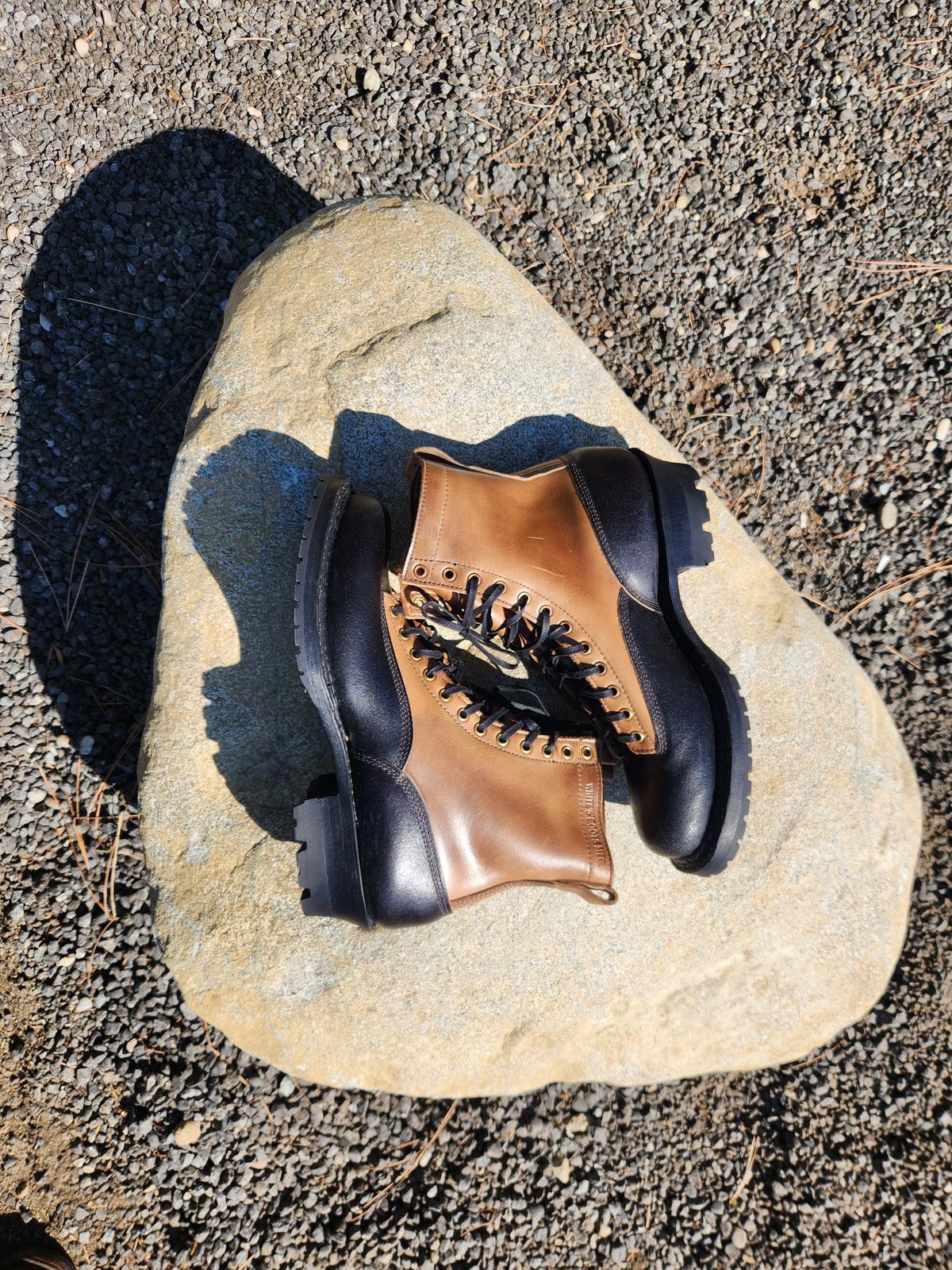 Photo by nickjack on October 3, 2025 of the White's x Division Road LTT Logger 375 in Horween Natural Chromexcel & Horween Black Waxed Flesh.