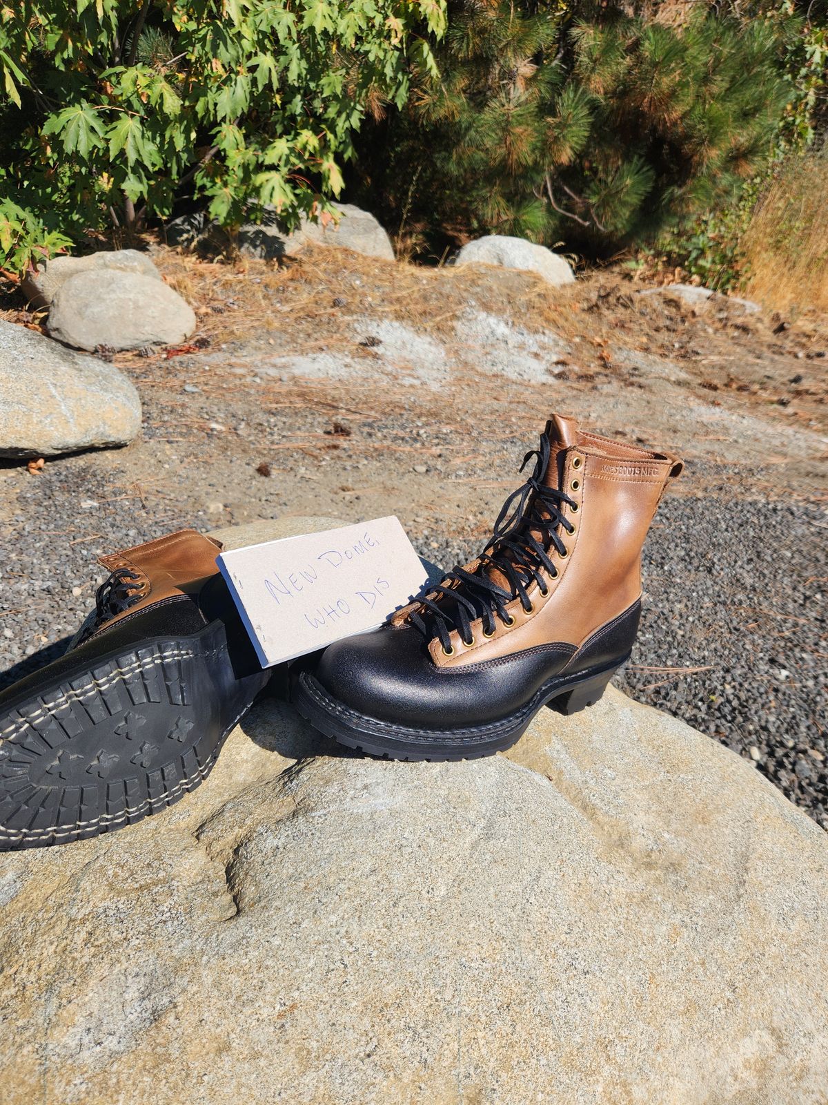 Photo by nickjack on October 3, 2025 of the White's x Division Road LTT Logger 375 in Horween Natural Chromexcel & Horween Black Waxed Flesh.