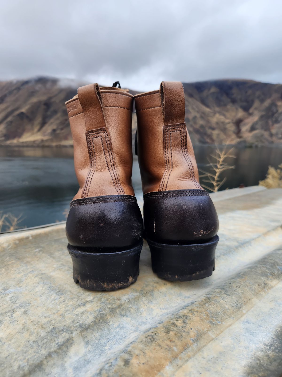 Photo by nickjack on November 4, 2025 of the White's x Division Road LTT Logger 375 in Horween Natural Chromexcel & Horween Black Waxed Flesh.