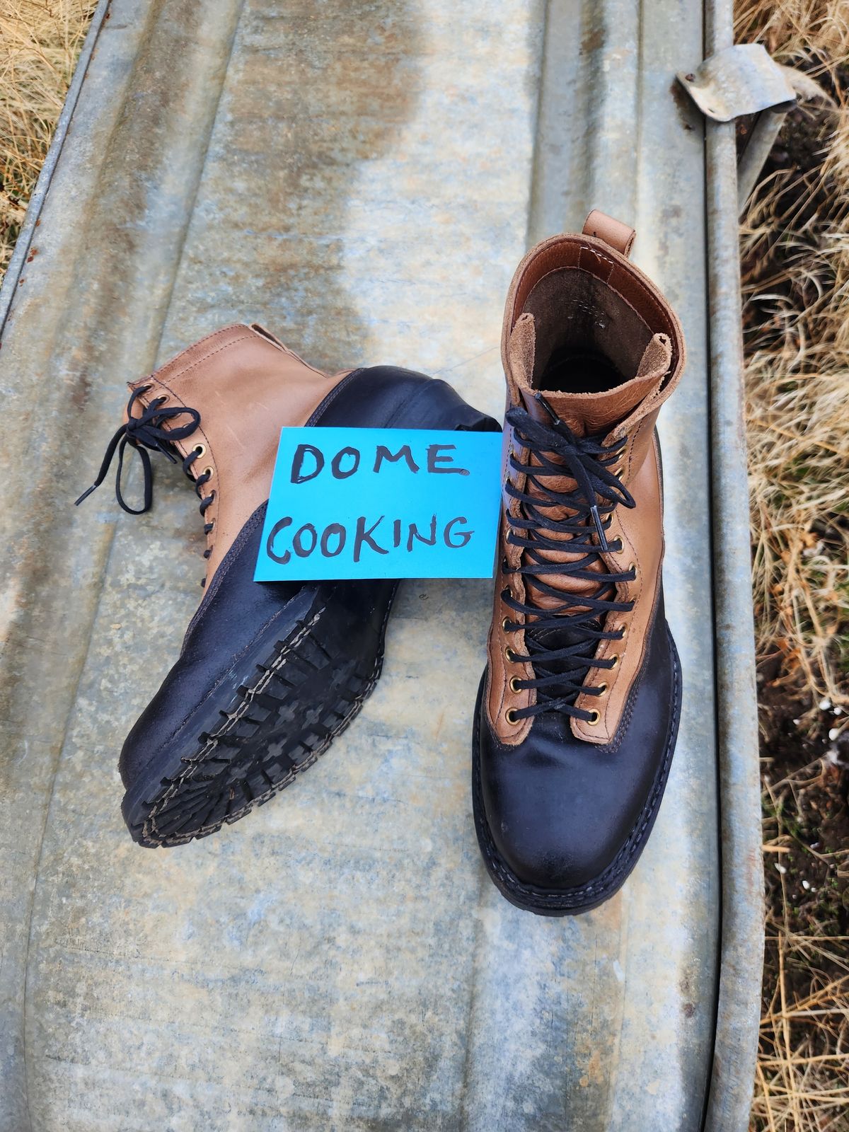 Photo by nickjack on November 4, 2025 of the White's x Division Road LTT Logger 375 in Horween Natural Chromexcel & Horween Black Waxed Flesh.