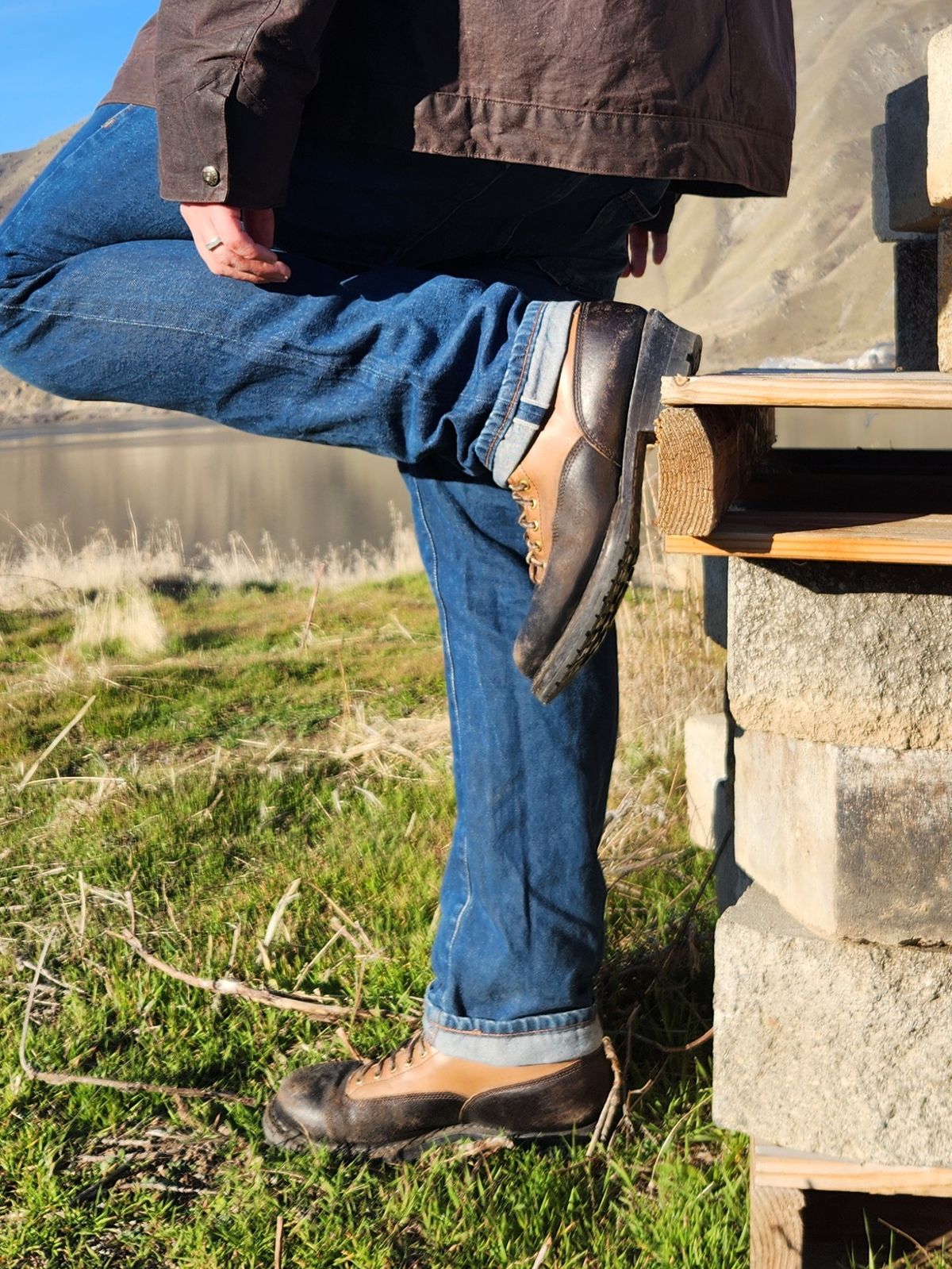 Photo by nickjack on March 2, 2026 of the White's x Division Road LTT Logger 375 in Horween Natural Chromexcel & Horween Black Waxed Flesh.