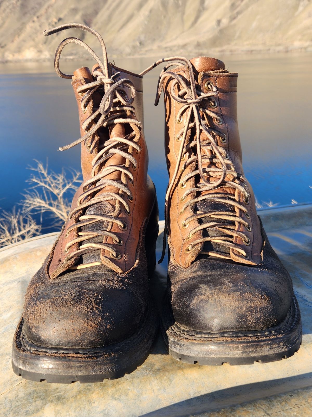 Photo by nickjack on March 2, 2026 of the White's x Division Road LTT Logger 375 in Horween Natural Chromexcel & Horween Black Waxed Flesh.