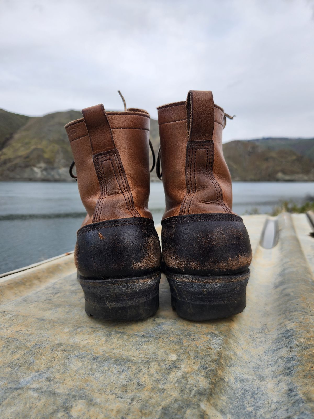 Photo by nickjack on April 2, 2026 of the White's x Division Road LTT Logger 375 in Horween Natural Chromexcel & Horween Black Waxed Flesh.