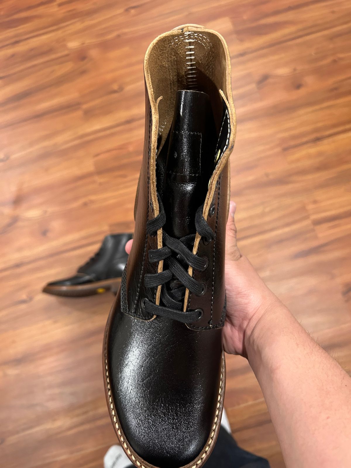 Photo by woolwonders on April 10, 2025 of the John Lofgren M-43 Service Shoes in Shinki Black Teacore Horsebutt.