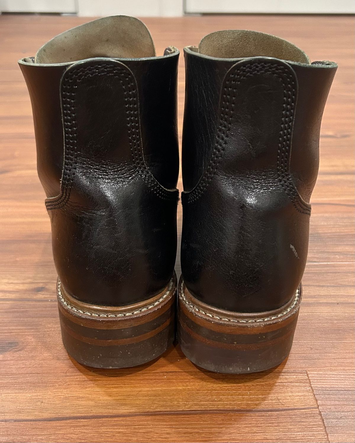 Photo by woolwonders on June 16, 2025 of the John Lofgren M-43 Service Shoes in Shinki Black Teacore Horsebutt.