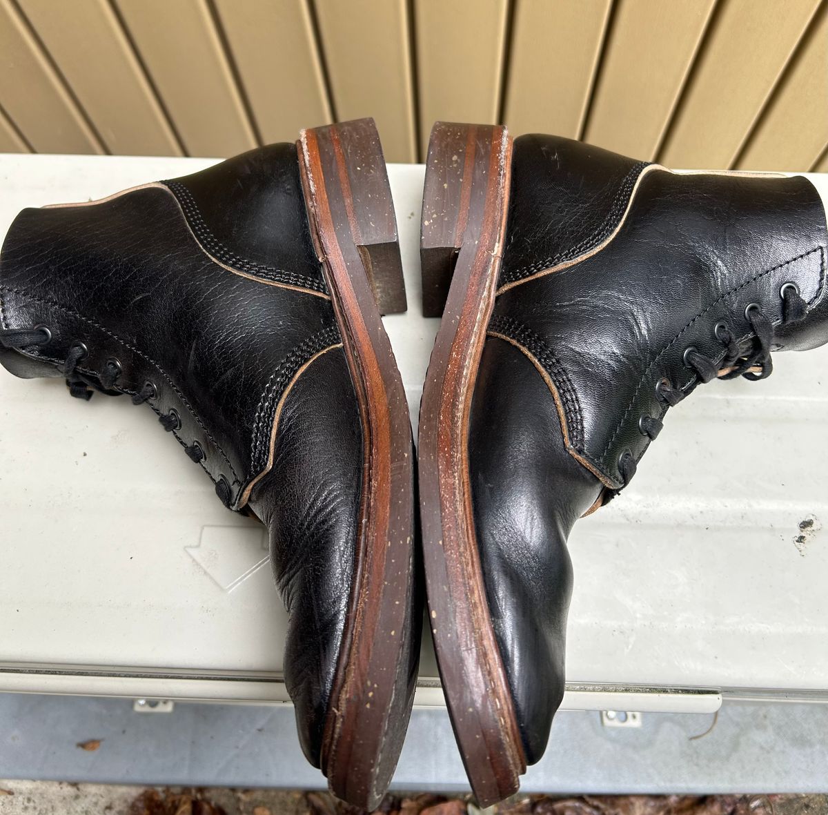 Photo by woolwonders on September 17, 2025 of the John Lofgren M-43 Service Shoes in Shinki Black Teacore Horsebutt.
