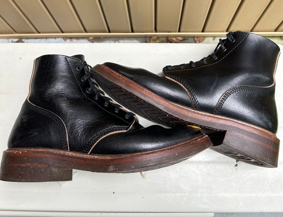 Photo by woolwonders on September 17, 2025 of the John Lofgren M-43 Service Shoes in Shinki Black Teacore Horsebutt.