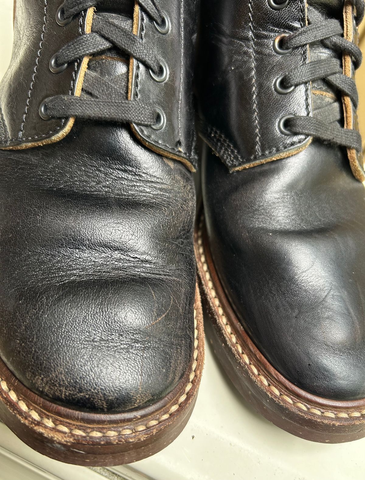 Photo by woolwonders on September 17, 2025 of the John Lofgren M-43 Service Shoes in Shinki Black Teacore Horsebutt.