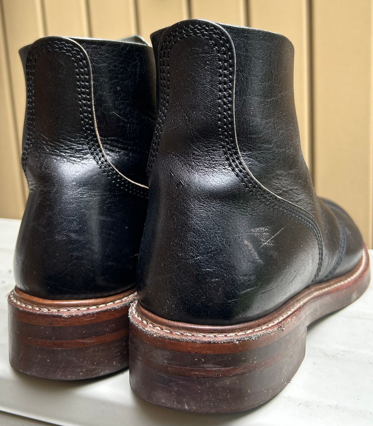 Photo by woolwonders on September 17, 2025 of the John Lofgren M-43 Service Shoes in Shinki Black Teacore Horsebutt.