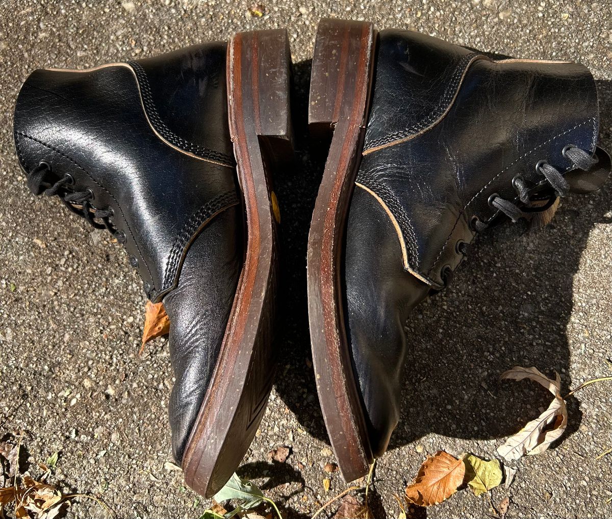 Photo by woolwonders on October 21, 2025 of the John Lofgren M-43 Service Shoes in Shinki Black Teacore Horsebutt.