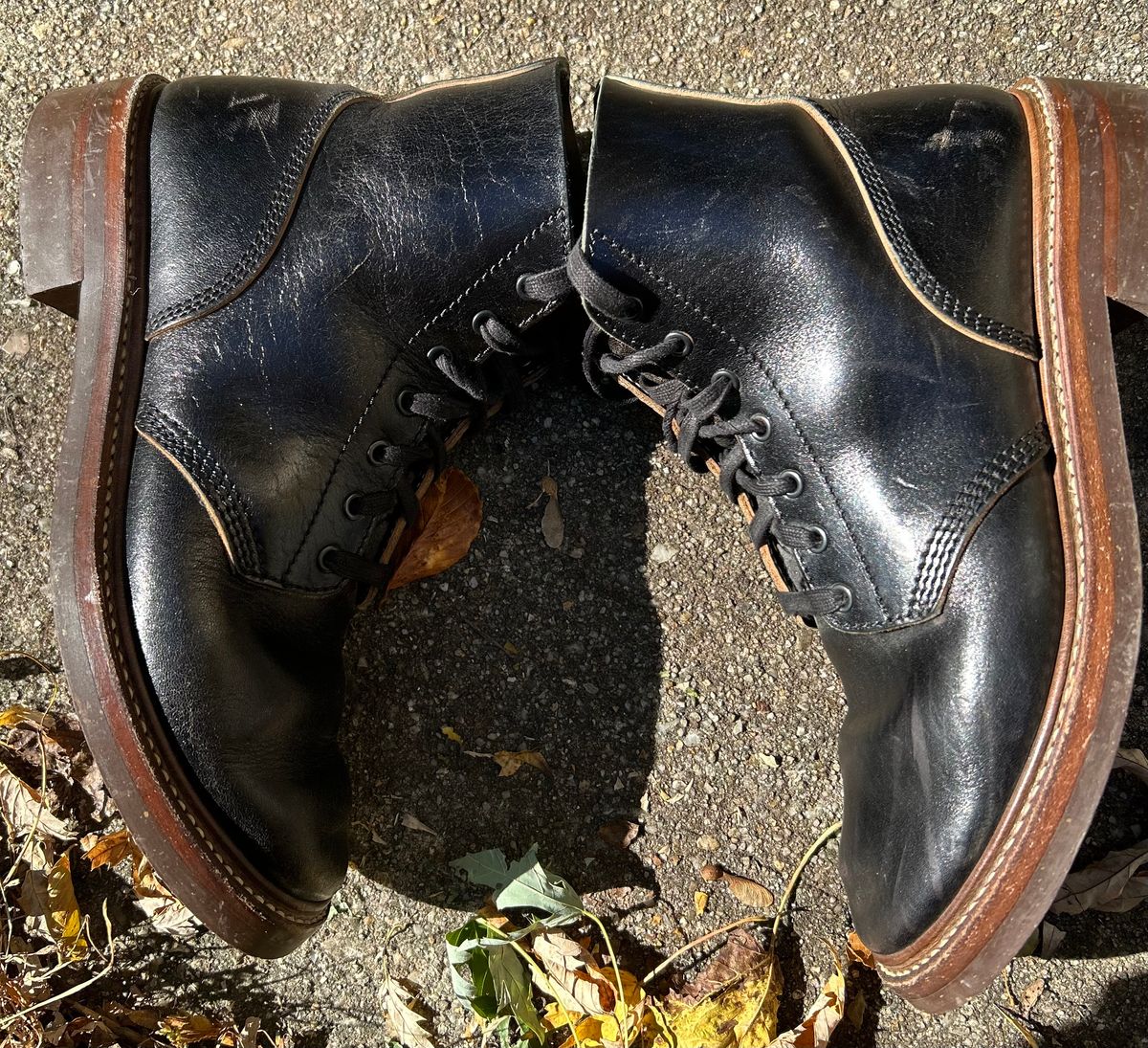 Photo by woolwonders on October 21, 2025 of the John Lofgren M-43 Service Shoes in Shinki Black Teacore Horsebutt.