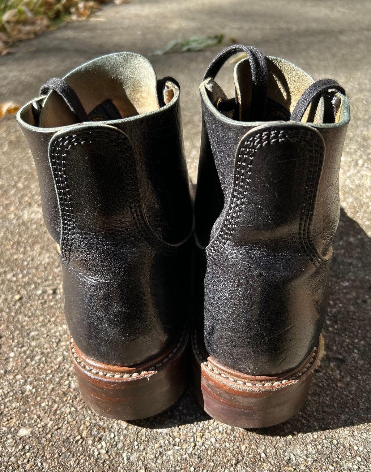 Photo by woolwonders on October 21, 2025 of the John Lofgren M-43 Service Shoes in Shinki Black Teacore Horsebutt.