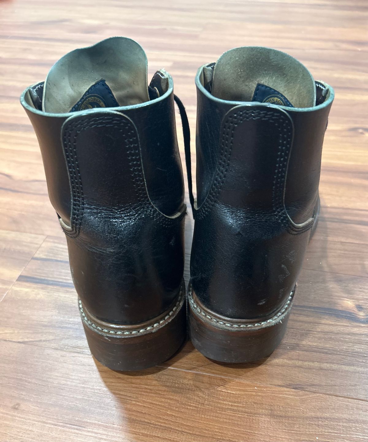 Photo by woolwonders on November 26, 2025 of the John Lofgren M-43 Service Shoes in Shinki Black Teacore Horsebutt.