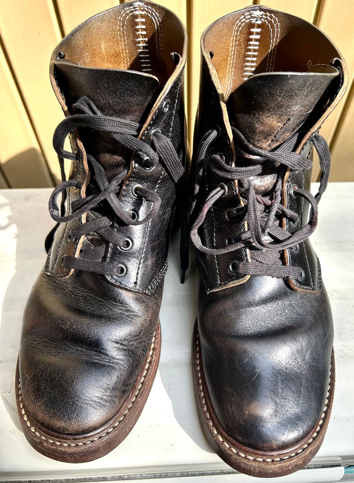 Photo by woolwonders on July 7, 2026 of the John Lofgren M-43 Service Shoes in Shinki Black Teacore Horsebutt.