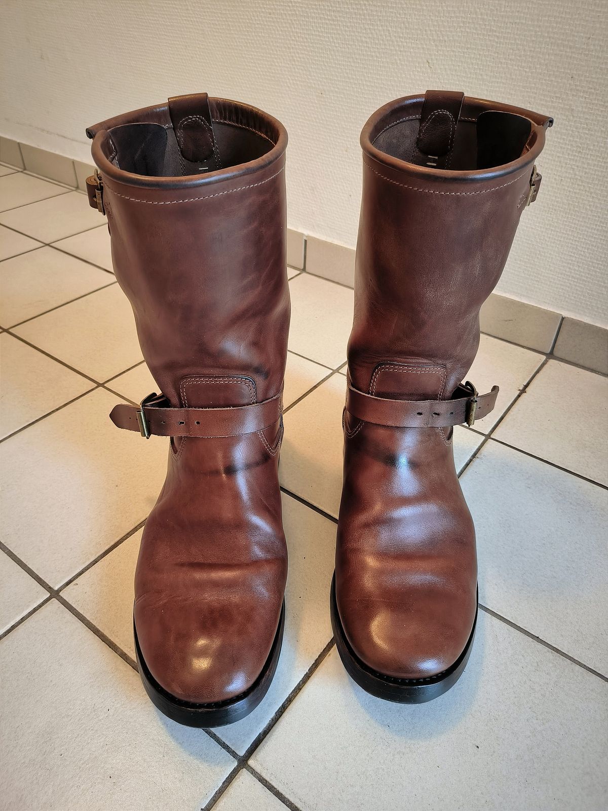 Photo by foppelland on November 22, 2024 of the SKOOB Wander Engineer Boots in Unknown Natural Veg Tan.