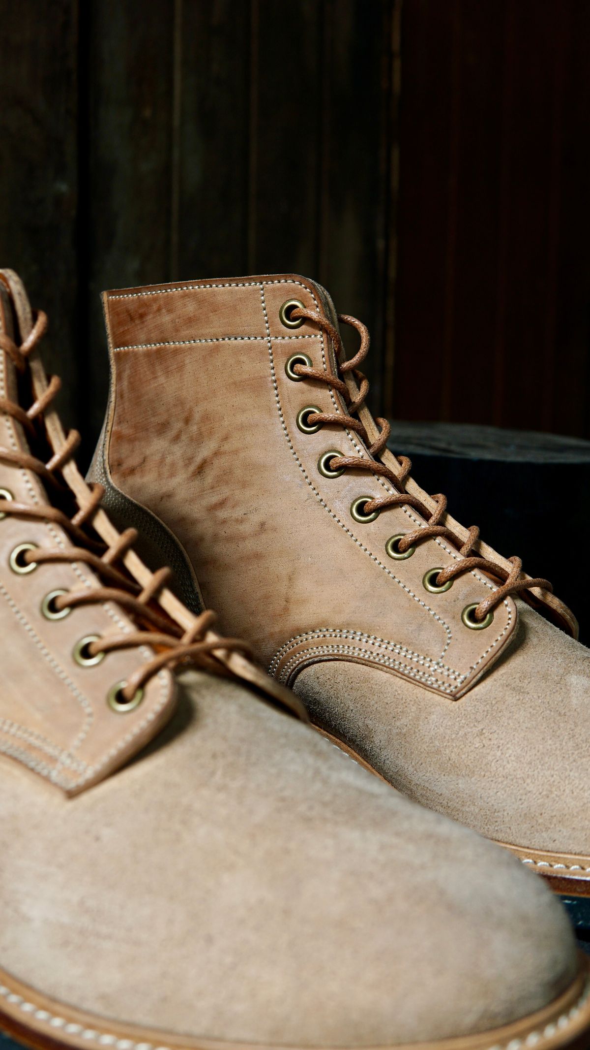Photo by zeroremain on July 1, 2025 of the Onderhoud SVC01 Boondocker in Maryam Natural Horsebutt Roughout.