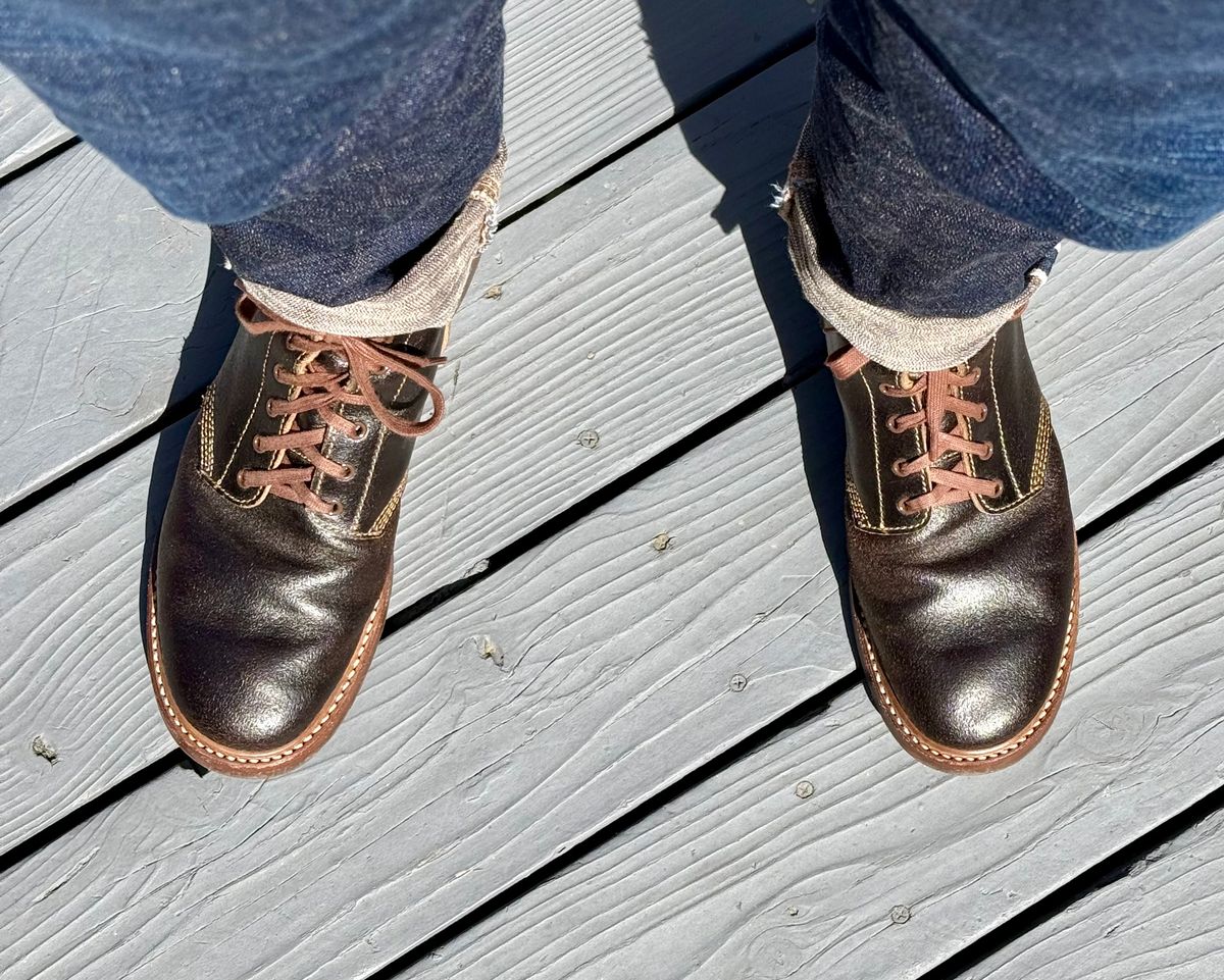 Photo by zeroremain on May 15, 2025 of the John Lofgren M-43 Service Shoes in Horween Dark Brown Waxed Flesh.