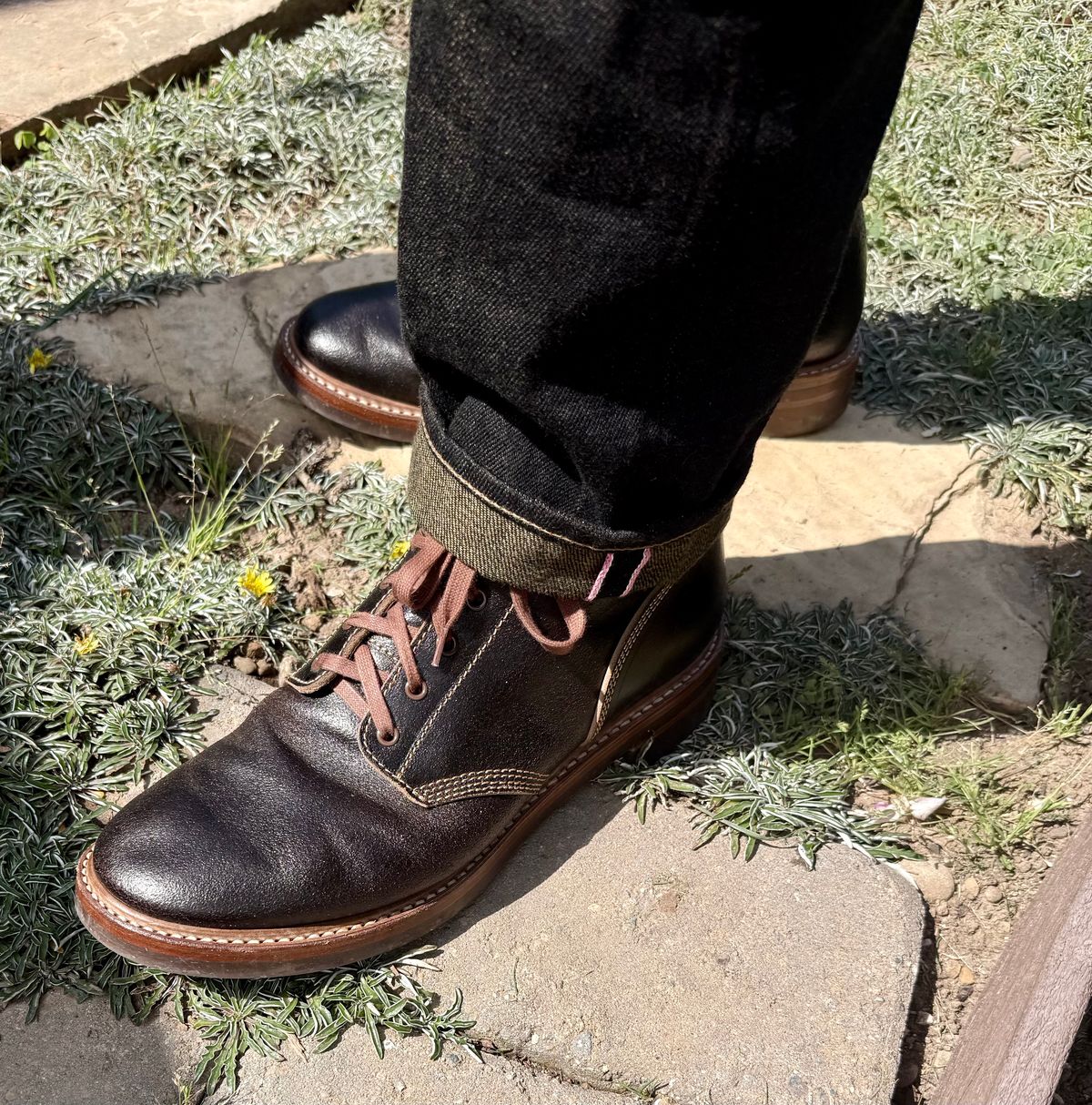Photo by zeroremain on May 7, 2025 of the John Lofgren M-43 Service Shoes in Horween Dark Brown Waxed Flesh.