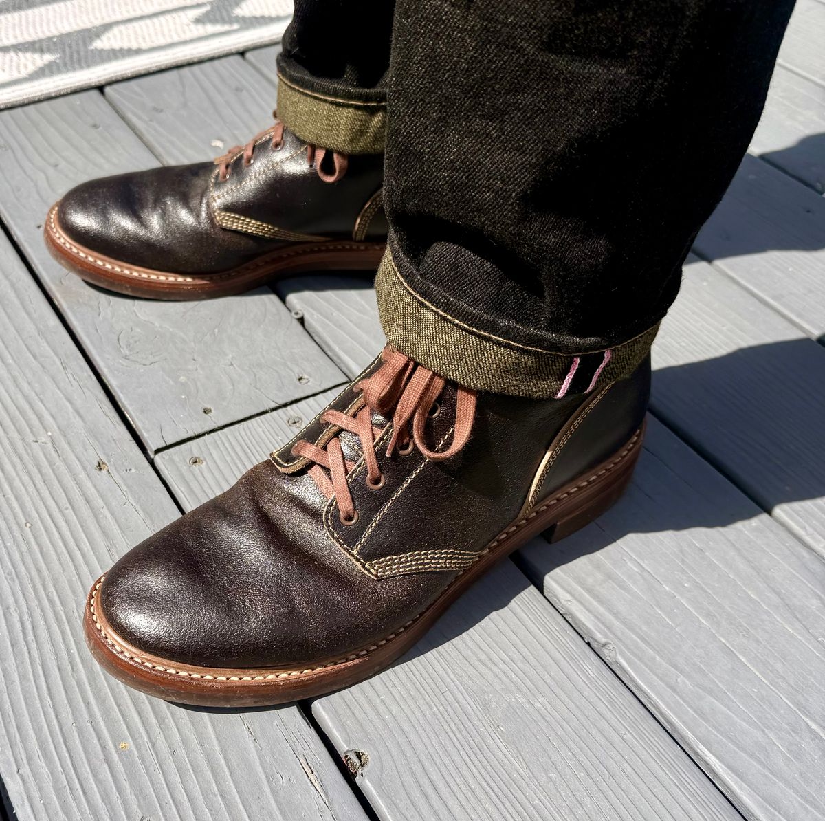 Photo by zeroremain on May 7, 2025 of the John Lofgren M-43 Service Shoes in Horween Dark Brown Waxed Flesh.