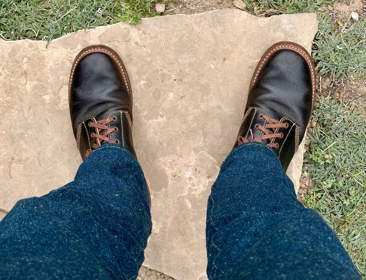 Photo by zeroremain on June 2, 2025 of the John Lofgren M-43 Service Shoes in Horween Dark Brown Waxed Flesh.