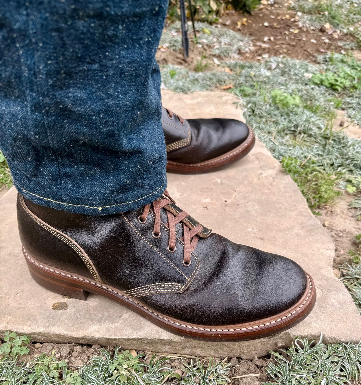 Photo by zeroremain on June 2, 2025 of the John Lofgren M-43 Service Shoes in Horween Dark Brown Waxed Flesh.