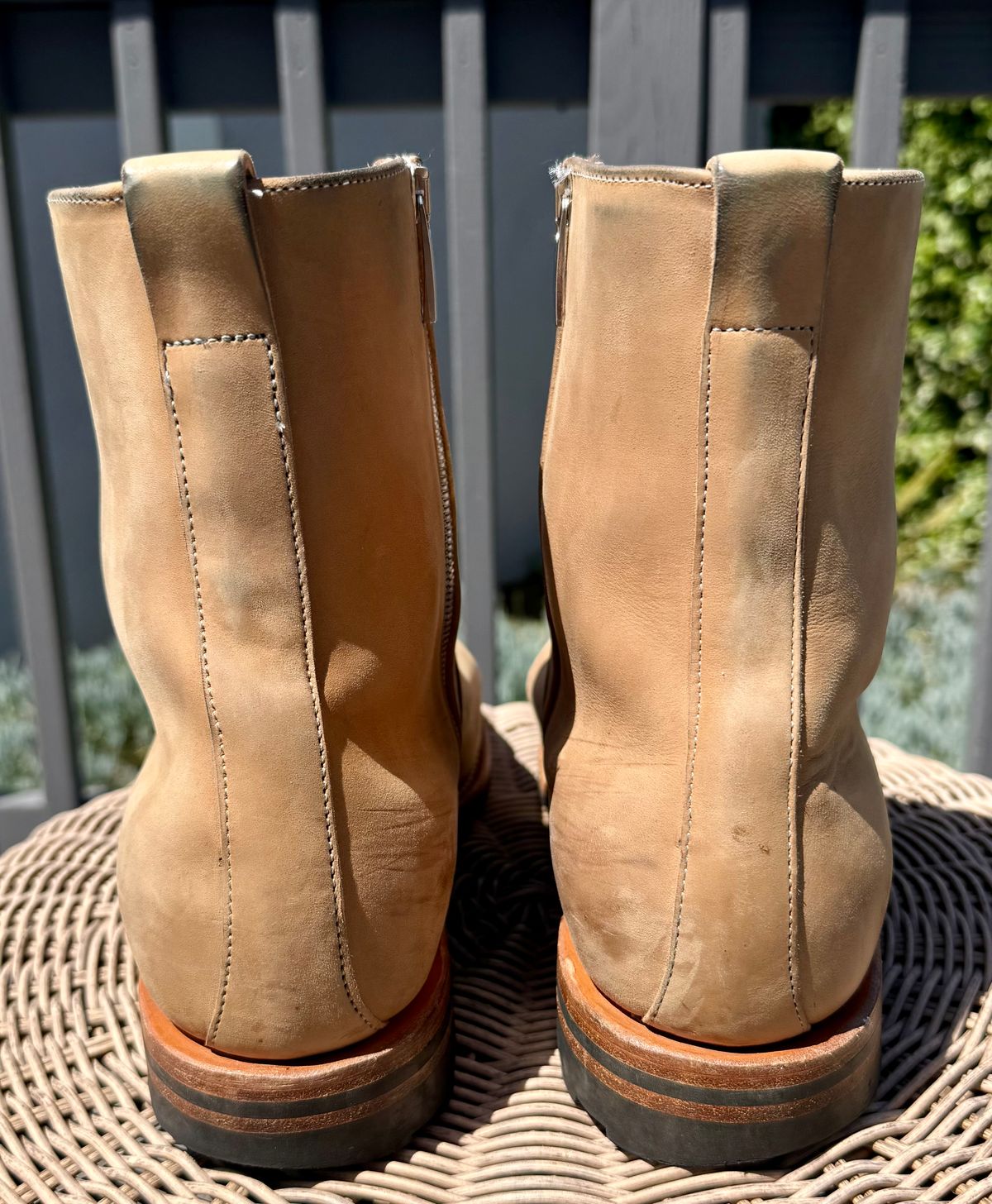 Photo by zeroremain on April 5, 2026 of the Viberg Side Zip in Maryam Light Grey Horsebutt.