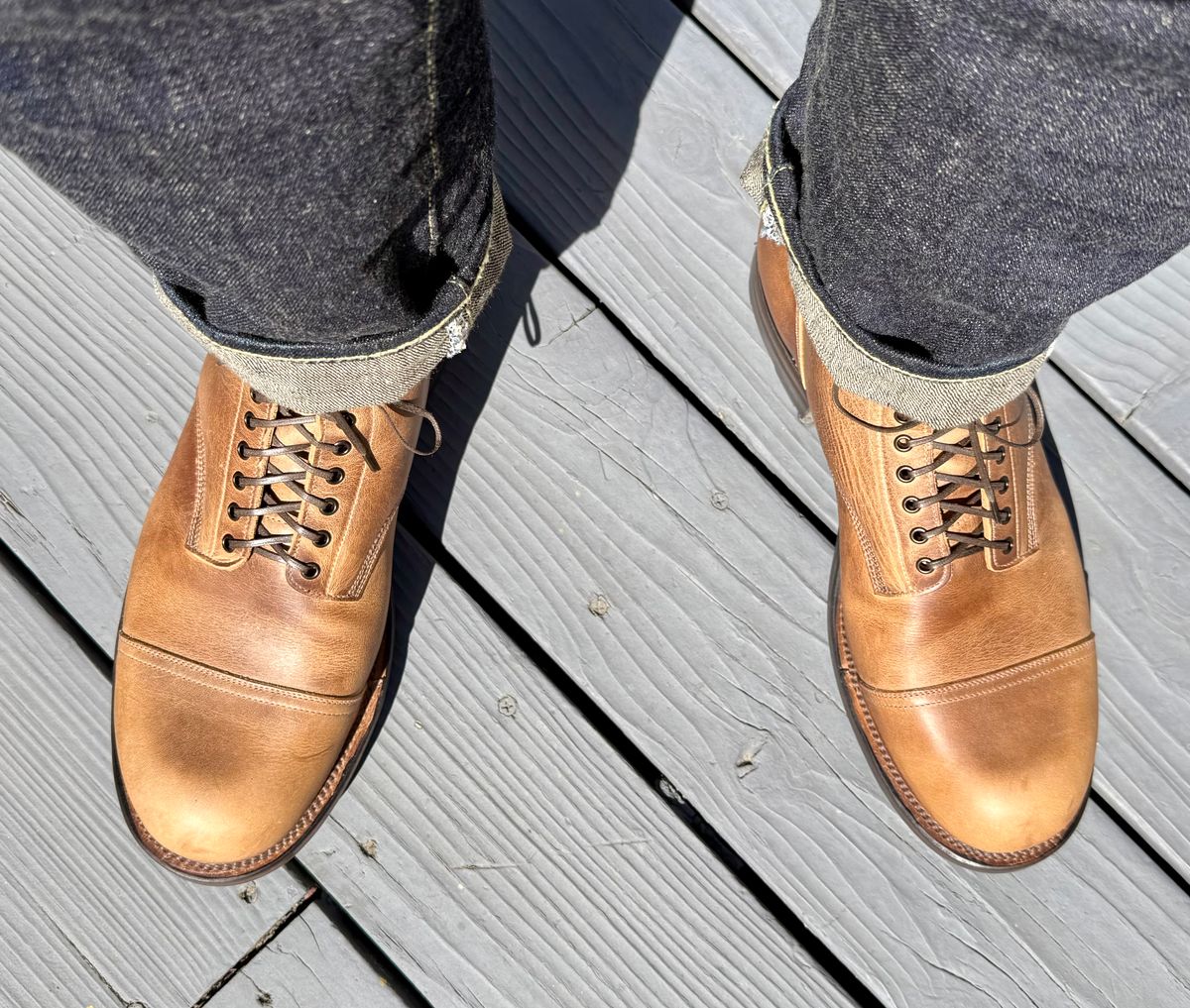 Photo by zeroremain on May 13, 2025 of the Viberg N1 in Horween Natural Cypress.