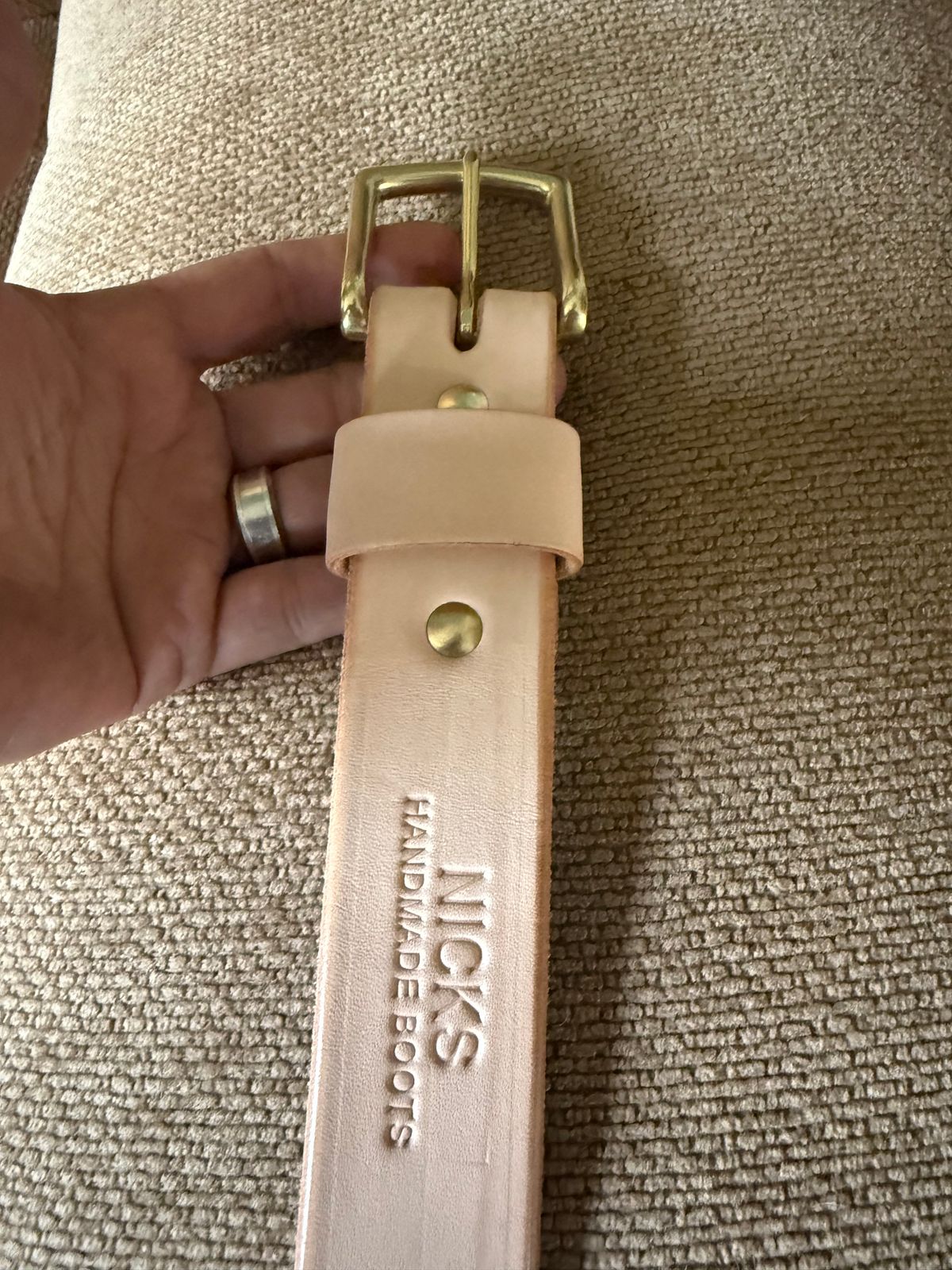 Photo by Mirswith95 on September 25, 2025 of the Nicks Work Belt in Wickett & Craig Natural Veg Tan.