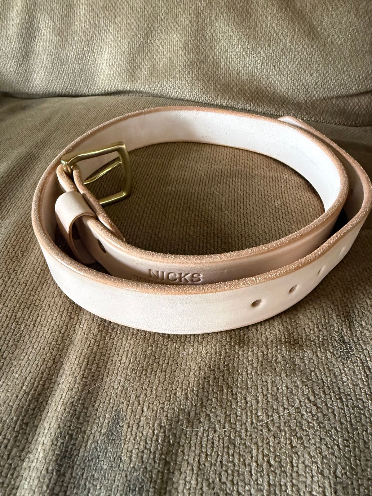 Photo by Mirswith95 on September 25, 2025 of the Nicks Work Belt in Wickett & Craig Natural Veg Tan.