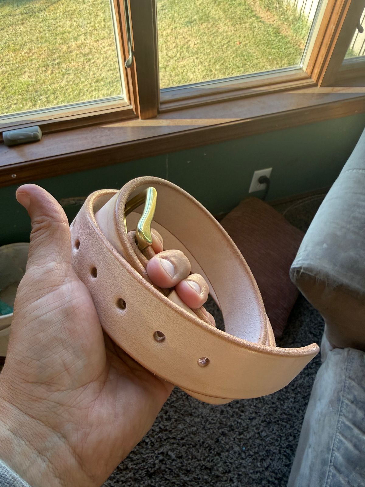 Photo by Mirswith95 on October 1, 2025 of the Nicks Work Belt in Wickett & Craig Natural Veg Tan.