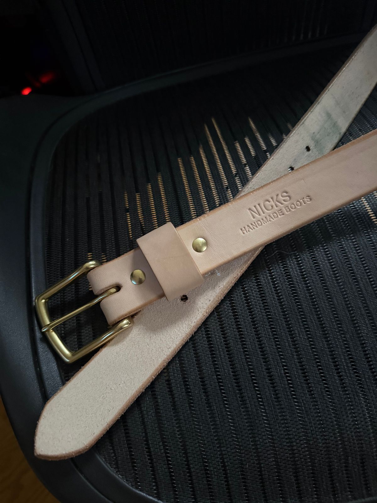 Photo by Mirswith95 on October 7, 2025 of the Nicks Work Belt in Wickett & Craig Natural Veg Tan.