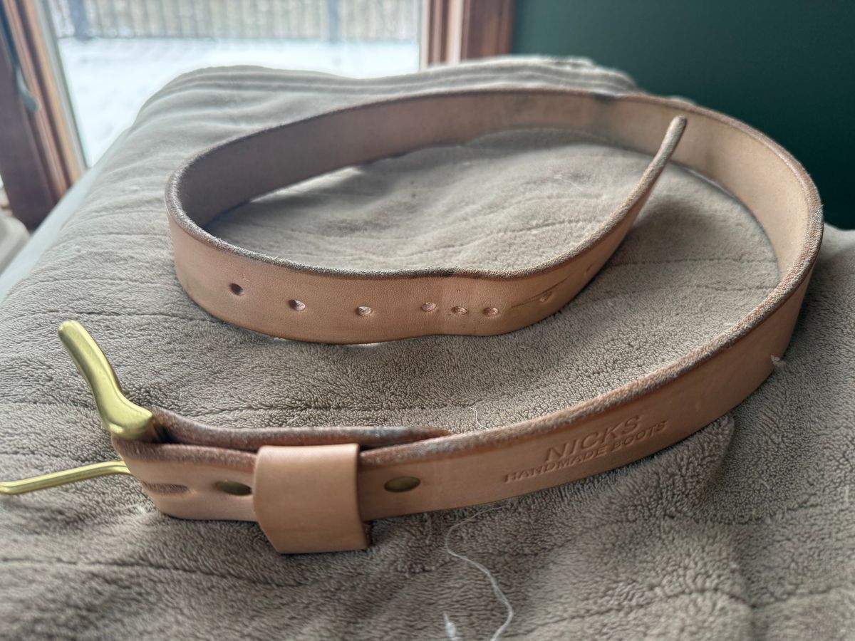 Photo by Mirswith95 on January 2, 2026 of the Nicks Work Belt in Wickett & Craig Natural Veg Tan.