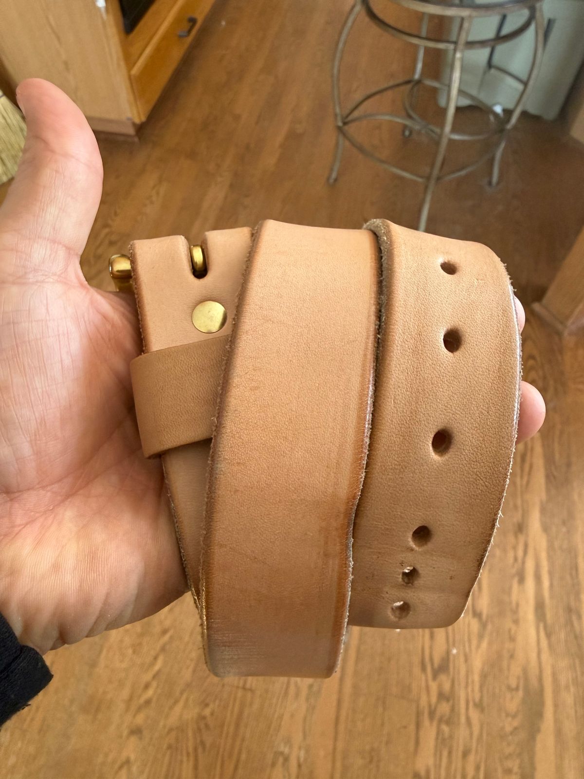 Photo by Mirswith95 on February 1, 2026 of the Nicks Work Belt in Wickett & Craig Natural Veg Tan.