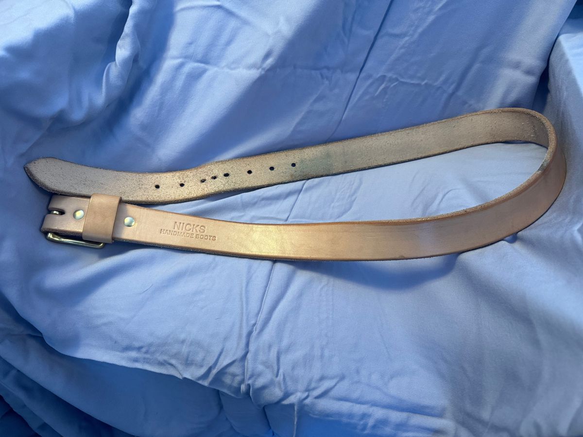 Photo by Mirswith95 on February 1, 2026 of the Nicks Work Belt in Wickett & Craig Natural Veg Tan.