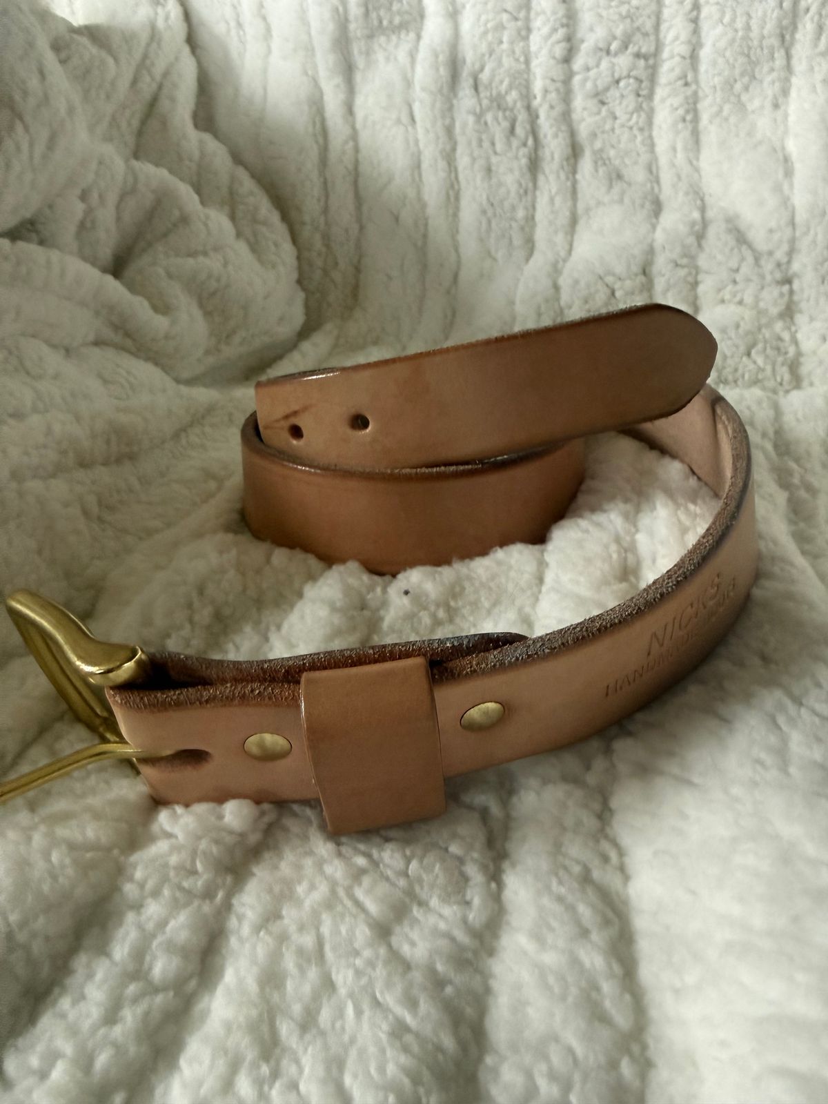 Photo by Mirswith95 on April 2, 2026 of the Nicks Work Belt in Wickett & Craig Natural Veg Tan.